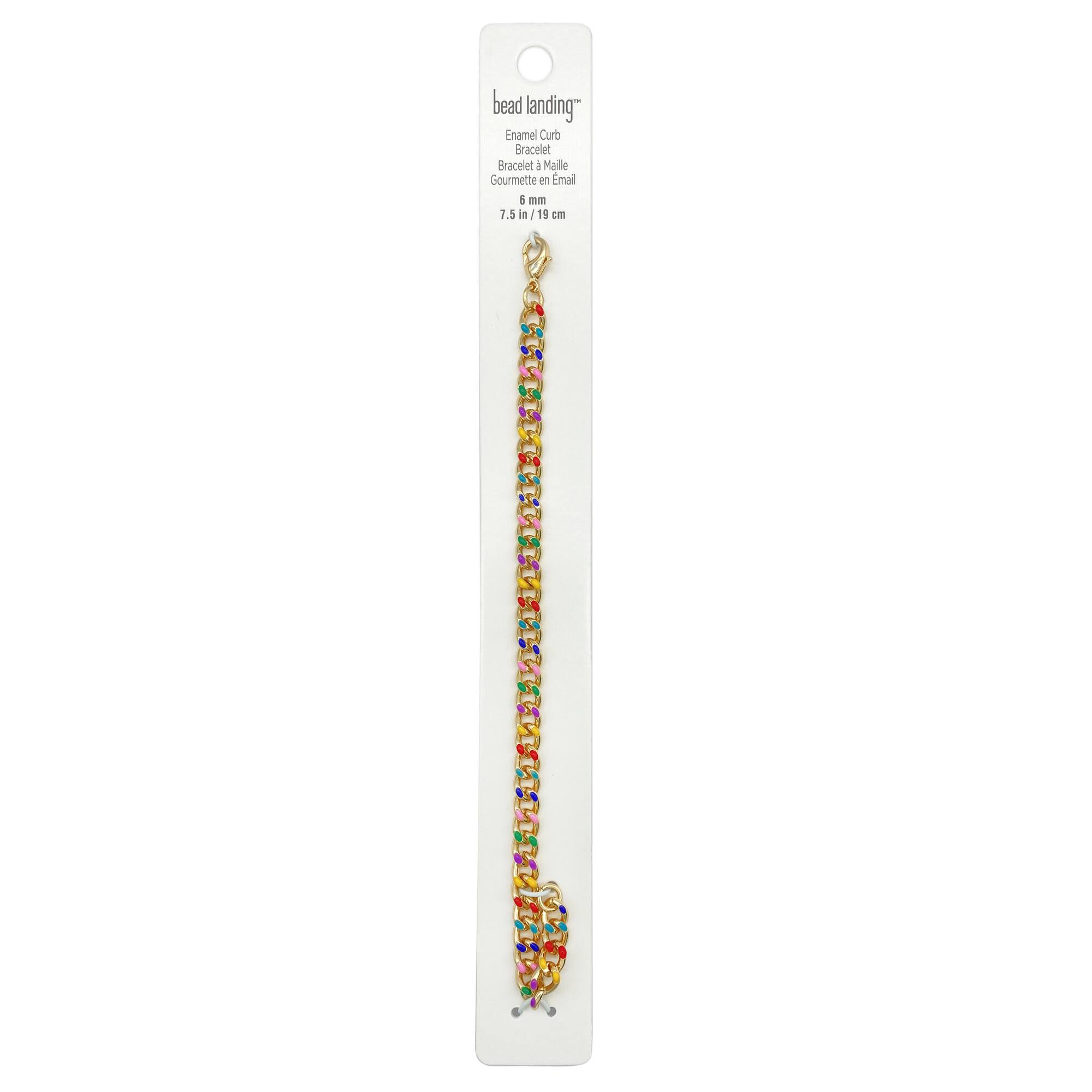 7.5" Rainbow & Gold Enamel Curb Charm Bracelet by Bead Landing™